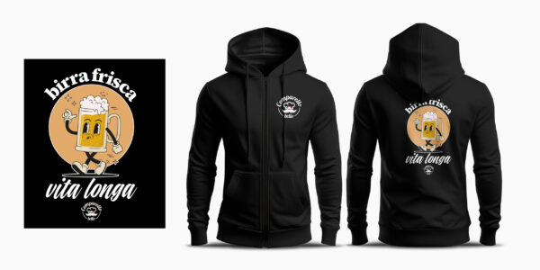 Felpa Comparello Bello “Birra frisca vita longa”